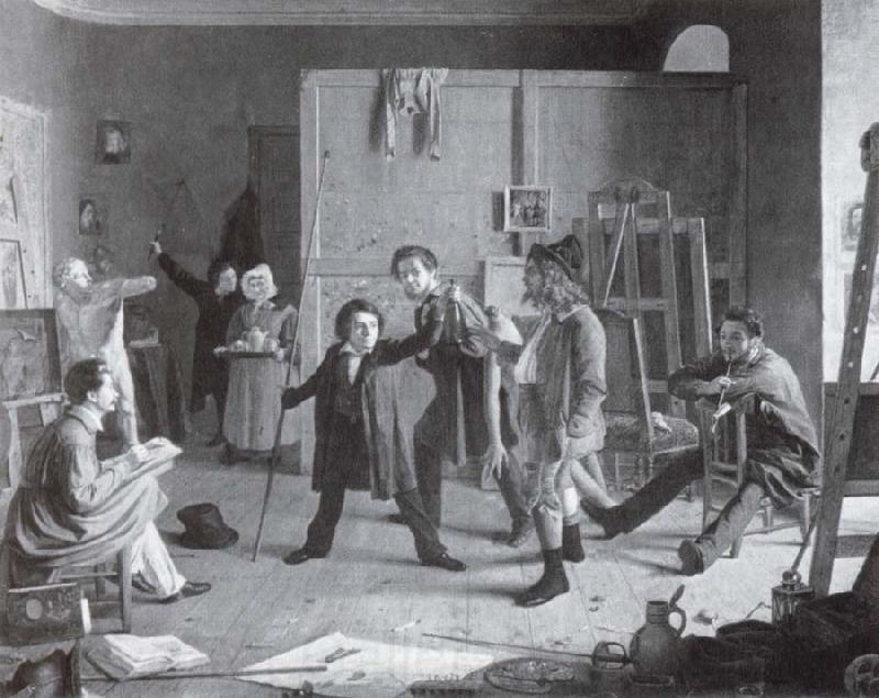 Johann Peter Hasenclever Atelierszene France oil painting art
